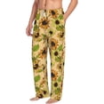 thumbnail image 2 of Uemuo Sunflowers Pattern Men's Wide Leg Palazzo Lounge Pants with Pockets Light Weight Loose Comfy Casual Pajama Pants-X-Large, 2 of 9