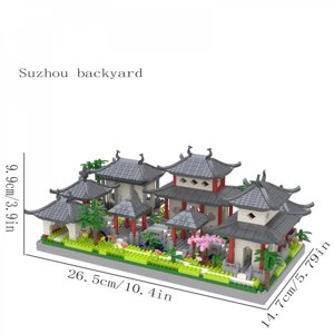 Bamboohart Suzhou Garden puzzle micro particle assembly type building block ethnic style building block toy