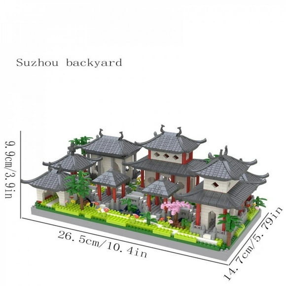 Bamboohart Casse-Tête de Jardin Suzhou micro Particules type d'Assemblage Bloc de Construction style Ethnique Jouet de Bloc de Construction
