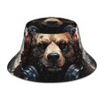 thumbnail image 1 of Balery Urban Bear With Headphones Sombreros para el sol para hombre y mujer, sombrero de pescador con UPF 50+, 1 of 6