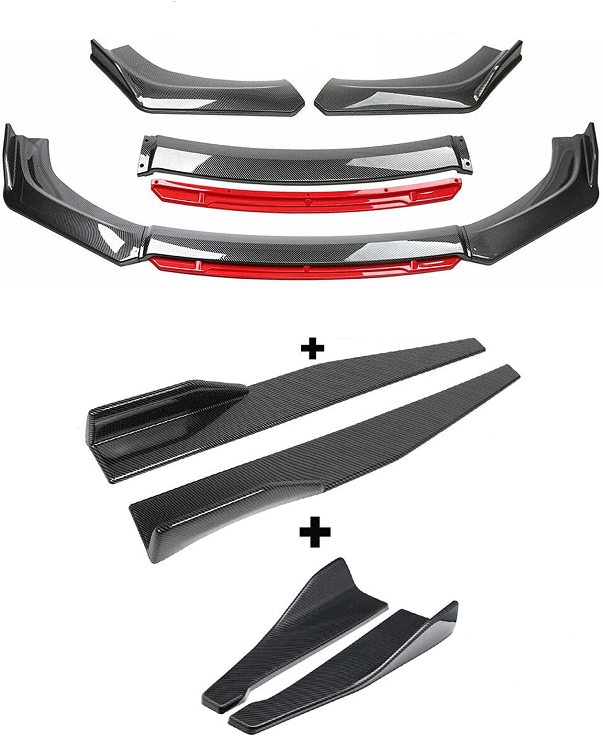 Universal Front Bumper Lip Carbon Fiber Car Trim Protection Chin Front