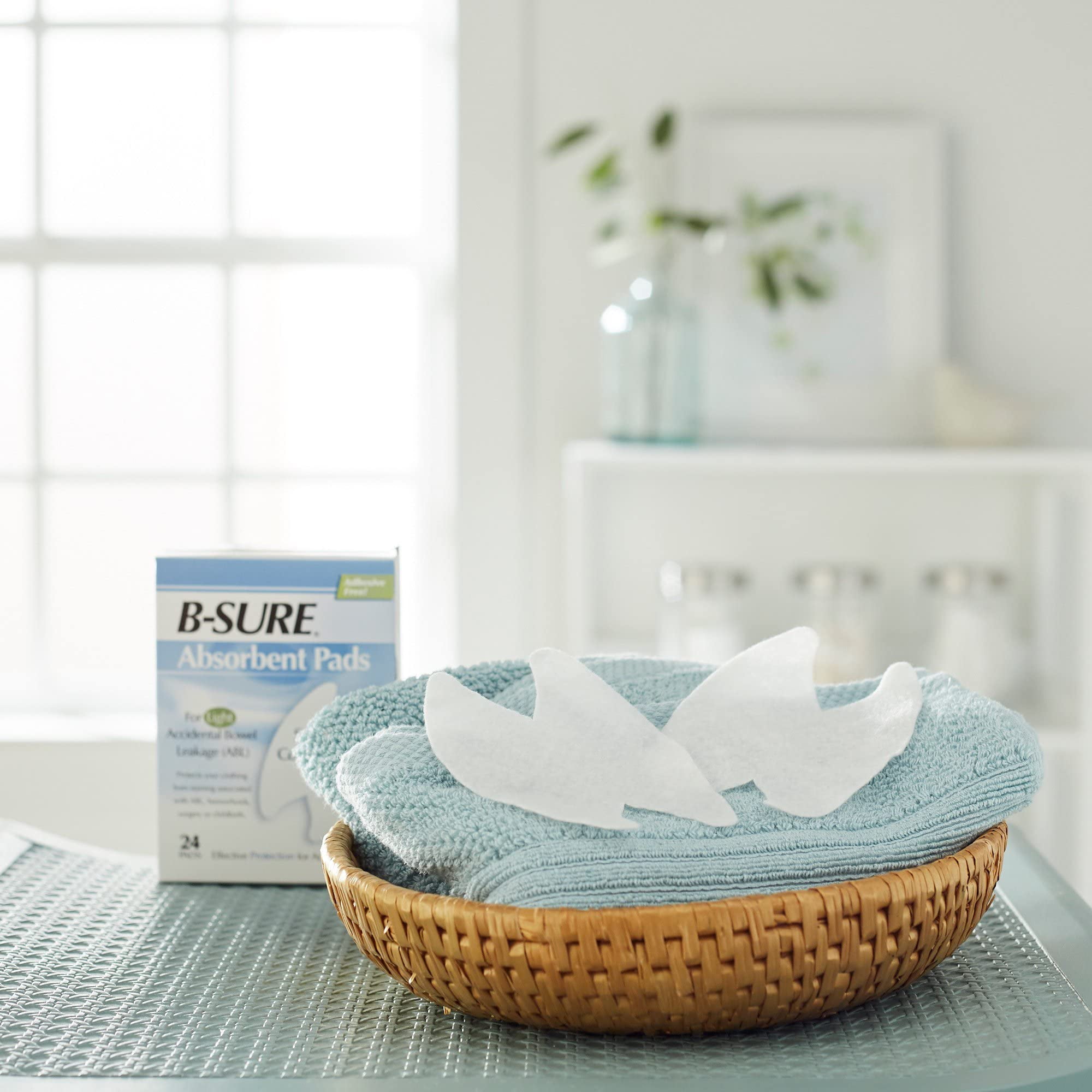 B-Sure Absorbent Pads, Unique Butterfly Design, Accidental Bowel Leakage, Bowel Incontinence Products