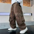 thumbnail image 2 of JFTTX Toddler Boys Cargo Baggy Pants Wide Leg Pants for Boys Elastic Waist Workout Trousers with Pockets, 2 of 9