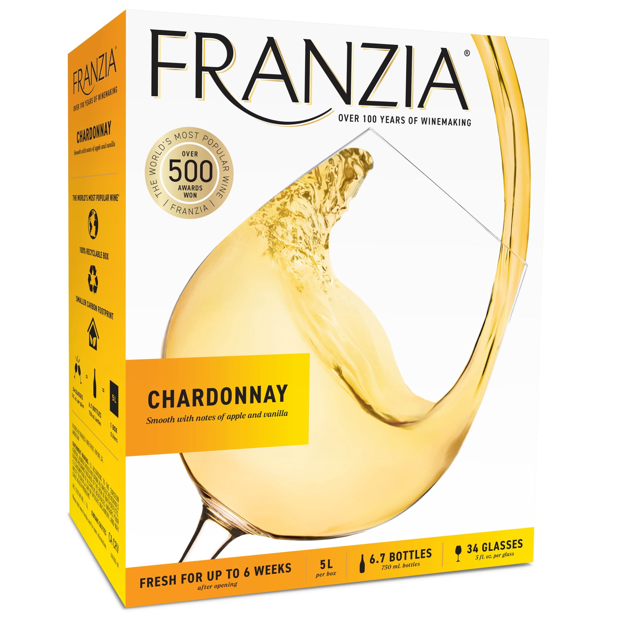 Franzia Chardonnay, White Wine, 5L, 12.5% ABV