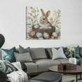 thumbnail image 2 of Fenyluxe Bunny Flowers Ready to Hang Easter Canvas Wall Art Decor 12x12in, 2 of 6