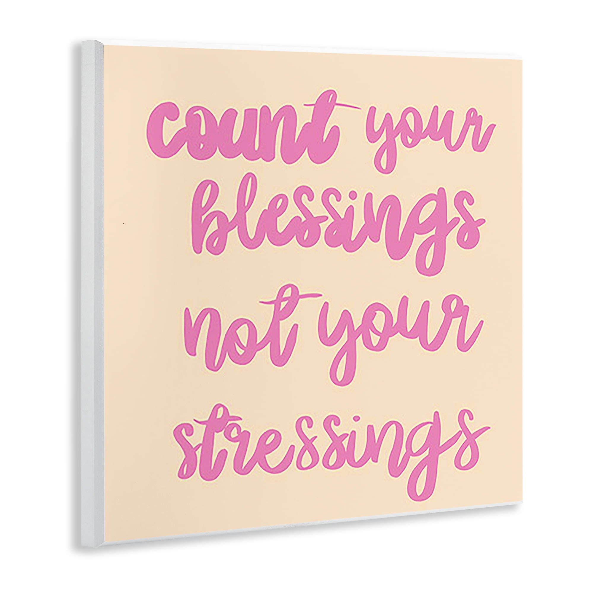 Stupell Industries Count Blessings Not Stressings Text & Numbers Painting Unframed Art Print Wall Art, 12 x 12