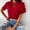 Red, variant on Womens Tops Casual Summer Independent Station Europe and The United States Border Solid Color Fashion Ruffles Short Sleeves Versatile Crewneck T Shirt In Stock Summer Tops with Sleeves for Women