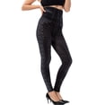 thumbnail image 5 of Women's Casual Imitation Cowboy Leggings Bead High Elasticity Slim Cropped Pants, 5 of 9