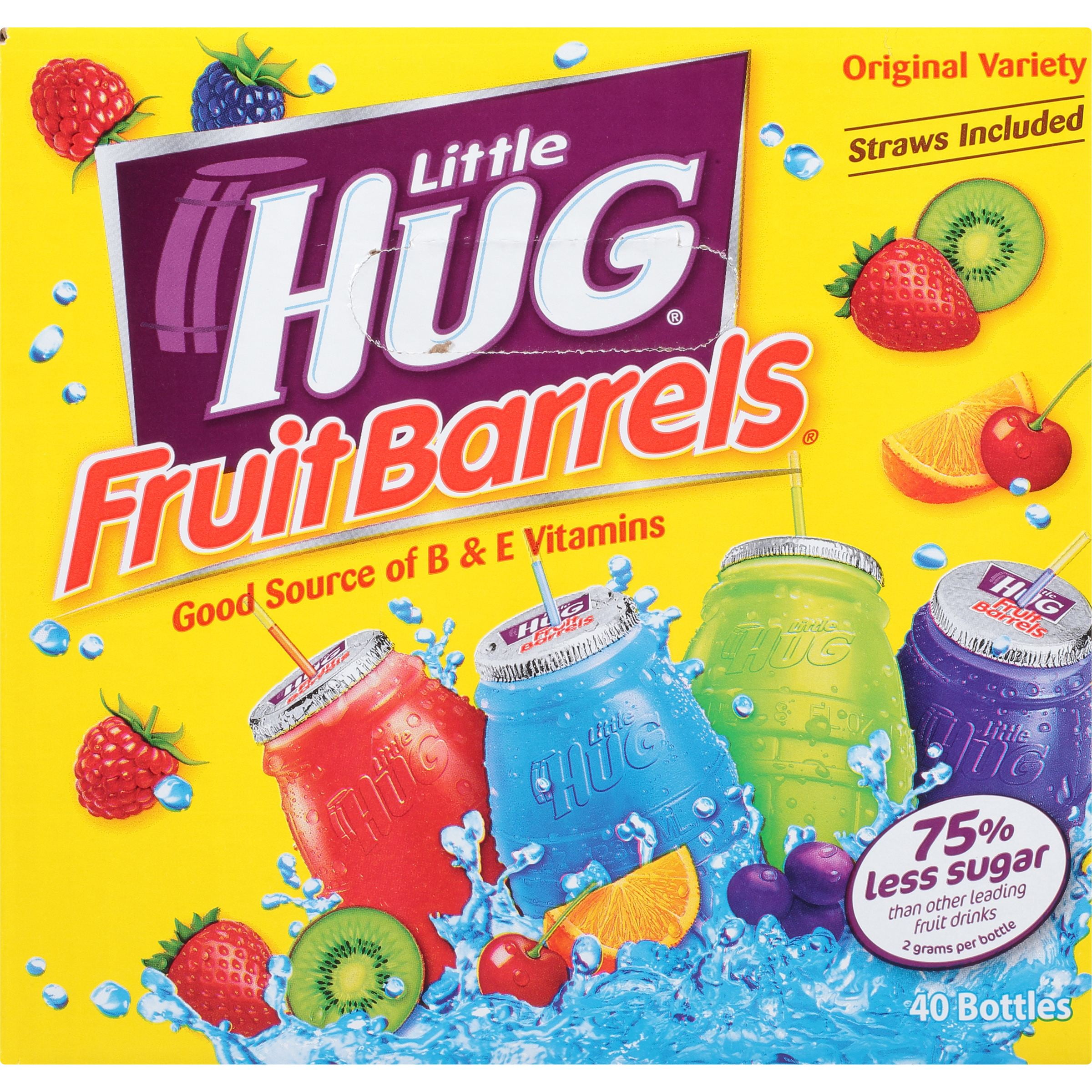 Little HUG Fruit Barrels, Original, Shelf Stable Kids Drinks Variety Pack, 40 Count, 8 fl oz Bottles