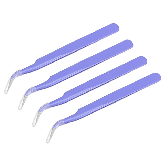 Unique Bargains Precision Curved Tip Tweezer Stainless Steel Multifunctional Purple 4Pack