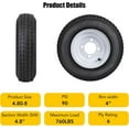 2 Pack 4.808 4.80x8 4808 4.808 Trailer Tires with 8'' Rims, 4 Lug on