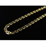 Men's 10K Solid Yellow Gold 2.5MM Flat Mariner Link Style Chain 16-24 Inches