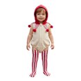 thumbnail image 3 of RUINIXCW Newborn Baby Halloween Clown Costume Infant Baby Girl Boy Fall Winter Clothes Sleeveless Zipper Hooded Romper and Striped Long Socks Set, 3 of 10