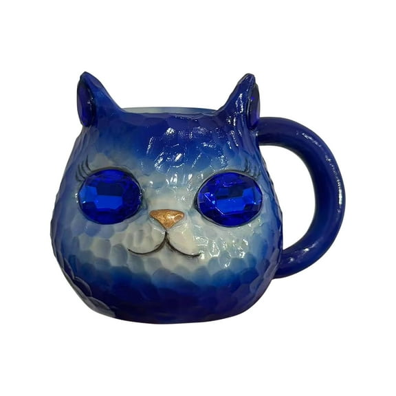 Adorable Pink Cat-Shaped Ceramic Mug with Gemstone Eyes, Perfect for Coffee, Tea, and Hot Chocolate Lovers