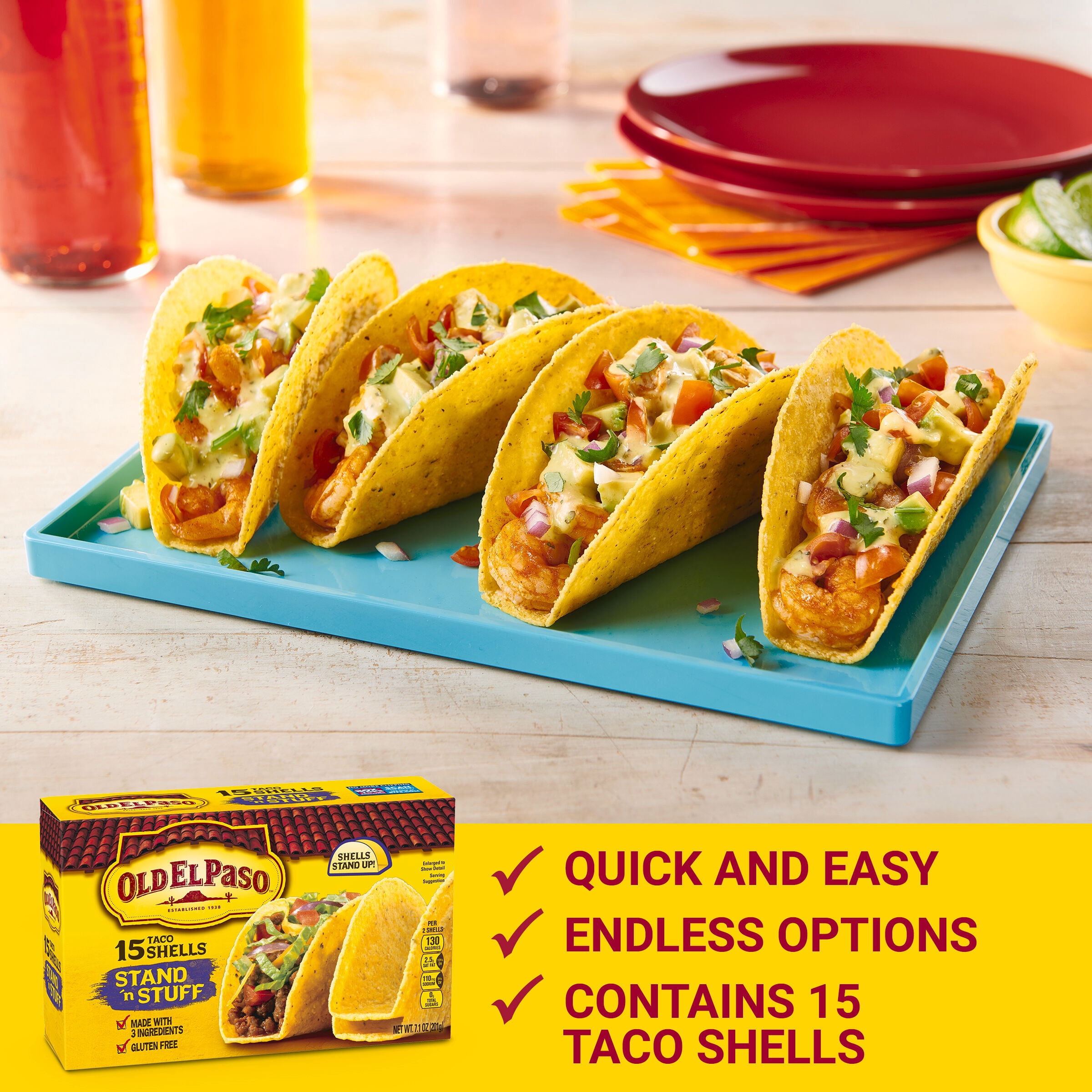 Old El Paso Stand 'N Stuff Taco Shells, Gluten Free, 15-count
