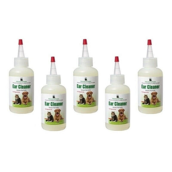 Dog and Cat Ear Cleanser Eucalyptol Mite Pet Prevention Odor Debris Removal 4 oz (5 bottles)