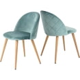 thumbnail image 1 of ZXNYH Dining Chairs Set of 2, Velvet Upholstered Kitchen Chairs Modern Dining Room Side Chairs with Soft Seat/Metal Legs, Accent Chairs for Home Restaurant, Aqua, Oak Leg, 1 of 8