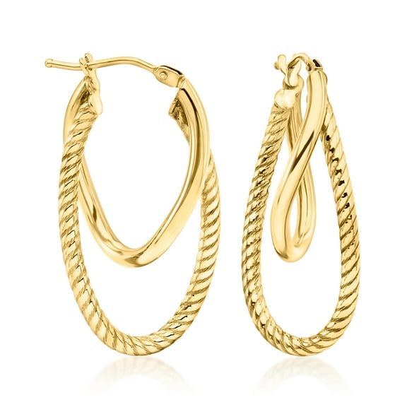 Ross-Simons Italian 10kt Yellow Gold Double-Oval Hoop Drop Earrings, Women's, Adult