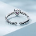 thumbnail image 6 of Heart Adjustable Ring 925 Sterling Silver Open Stackable Engagement Rings Pink Love Heart Cubic Zirconia Weave Ring Birthday Gifts for Women, 6 of 7