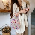 thumbnail image 4 of Pkhoxwe Embroidery Flower Handbag Transparent Mesh Shopping Bag Beach Mesh Tote Bag for Women, 4 of 7