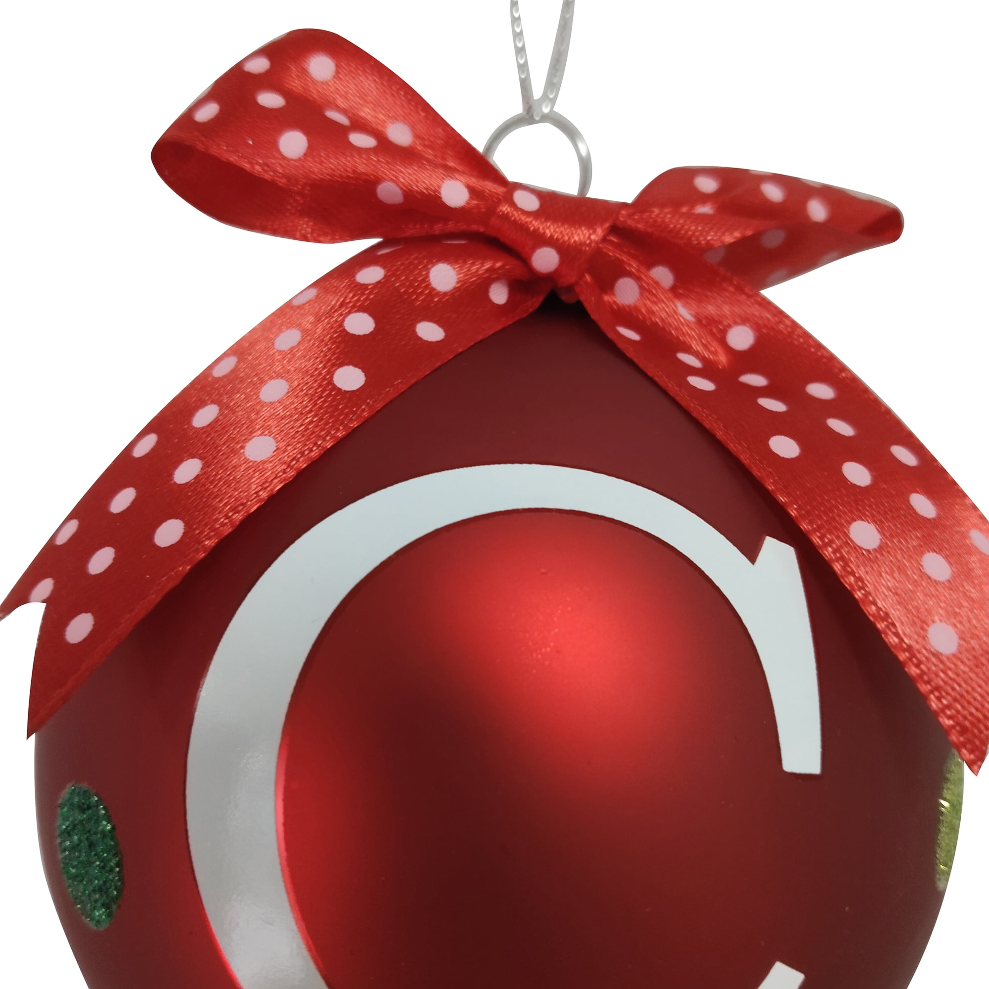 HOLIDAY TIME C RED LETTER GLASS ORNAMENT