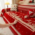 thumbnail image 4 of Hometravel Christmas Themed Sofa Cover, Red Festive Furniture Protector, Holiday Patterned Decorative Throw for Living Room Seasonal Decor, 4 of 6