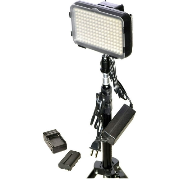 Bescor XT160 Bi-Color LED On-Camera 1-Light Kit, Includes 6.6' Stand, AC Adapter, NP-F-Type Battery and Multi-Voltage Charger