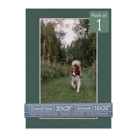 Spruce Green Picture Frame Mat for 20x28 Frames - Fits 14x24 Photos - 1 Mat