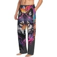 thumbnail image 2 of Uemuo Colorful Wolf Head A Pattern Men's Wide Leg Palazzo Lounge Pants with Pockets Light Weight Loose Comfy Casual Pajama Pants-X-Large, 2 of 9