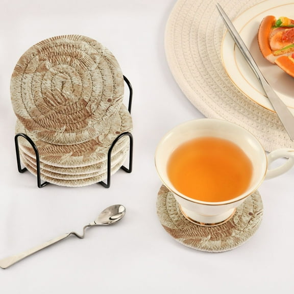 BZSMCE 6Pcs Drink Coasters With Holder 3.94Inch Fish Bone Creative Coil Coaster Coasters Colors Absorbent Coasters for Drinks Coasters Set Thicken Heat for Home Table