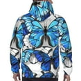 thumbnail image 7 of Pofeuu Blue and White Butterflies Print Mens Casual Hooded Collar Drawstring Hoodies Pullover Sweatshirts Casual Long Sleeve Shirts-Large, 7 of 7
