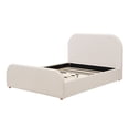 thumbnail image 2 of Queen Size (60''×80'') Linen Upholstered Platform Bed - Modern Minimalist Bed Frame with Curved Headboard, Solid Wood Legs, No Box Spring Needed, Beige, 2 of 28