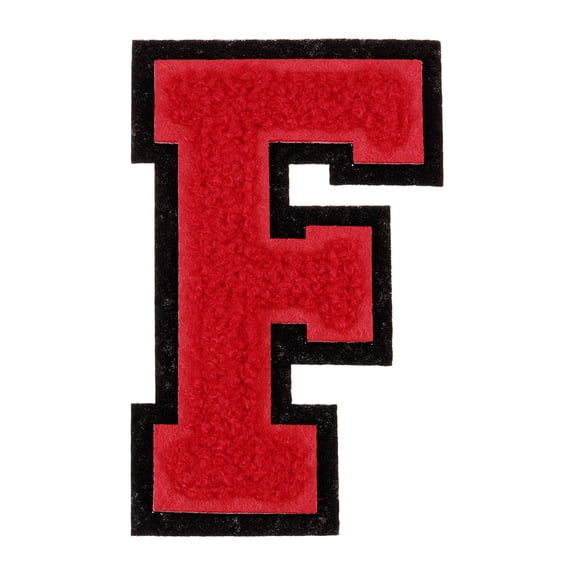Chenille Letter Patches, 4" Alphabet F Iron on Patches for Repairing Clothing Jeans Shoes Hats DIY (Red)