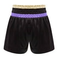 thumbnail image 2 of Alvivi Kids Boys MMA Training Boxing Shorts Boxer Trunks Metallic Patchwork Side Split Satin Short Light Purple&Gold 6, 2 of 3