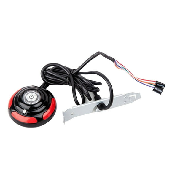 thinsony PC de Bureau Boîtier d'Ordinateur Alimentation Marche / Arrêt Réinitialise Rond Grand Bouton Interrupteur avec Câble de 1,6 M