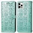 thumbnail image 2 of Funda Cartera FOXDOCK para iPhone 12 ProMax , Flip PU con Relieve de Gatos y Perros, Tarjetero y Soporte, 2 of 6