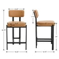 thumbnail image 4 of Dayalane 26" Modern Counter Stools Set of 2, Upholstered Leather Bar Stools with Metal Legs, Curved Back Barstools for Kitchen Island, Home Pub,Dining Room, Brown, 4 of 9