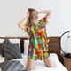 thumbnail image 5 of Fotbe Colorful Plastic Blocks Pattern Conjunto de Pijama Estampado para Mujer, 2 Piezas, Ropa de Dormir con Camiseta de Manga Corta y Shorts Suaves-X-Large, 5 of 6