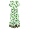 thumbnail image 7 of Itsame Womens Casual Dresses Printed V-neck Thin Dress Green Size L, 7 of 7