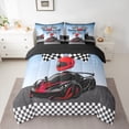 thumbnail image 2 of Manfei Boys Sports Car Twin Bedding Sets 7pcs, Speed Game Racing Flag Bedding Comforter Set, Red Race Car Helmet Sheet Sets, Super Cozy Room Decor, 2 of 8