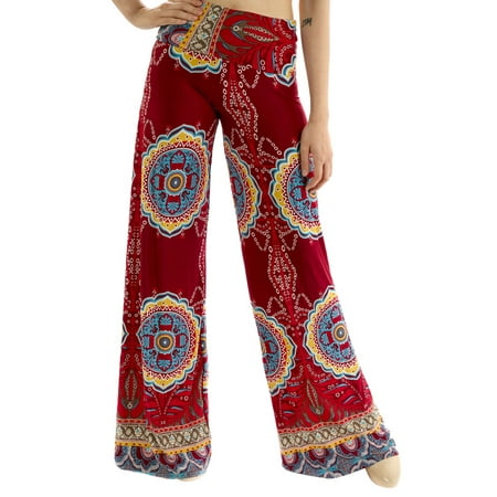 Uptown Apparel Womens Fold Over Waist Wide Leg Palazzo Pants, Good for tall, curvy women - Available in S-XXXL - MADE IN USA