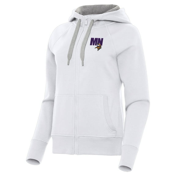 Women's Antigua White Minnesota Vikings Victory Full-Zip Hoodie