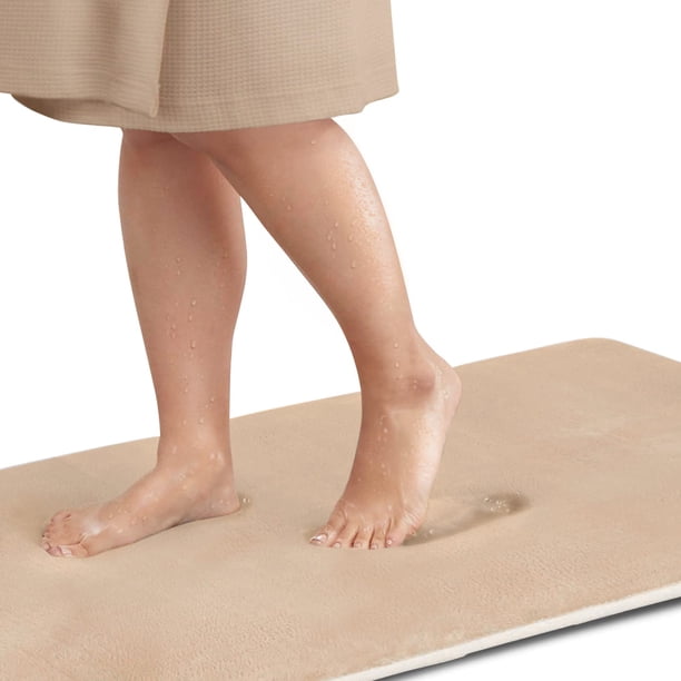 Alfombra de baño Genteele de espuma viscoelástica antideslizante, color verde, 56 x 91 cm