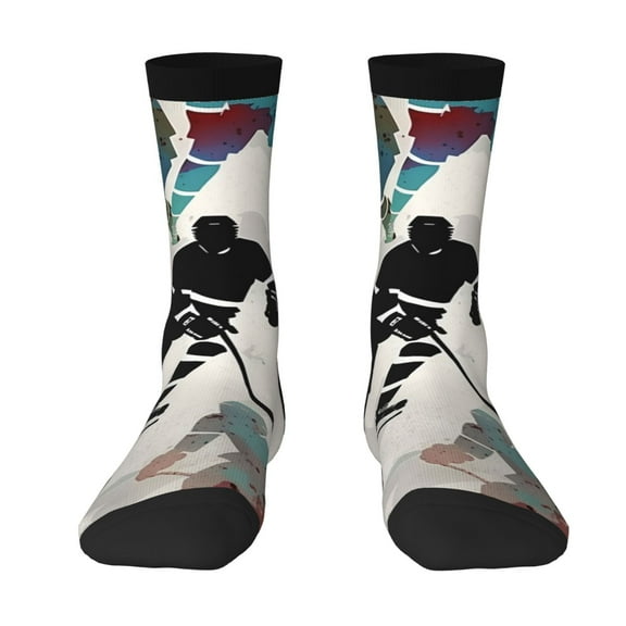 Novelty Funny Crew Socks Casual Crazy Socks for Men Women , Hockey Players Vintage