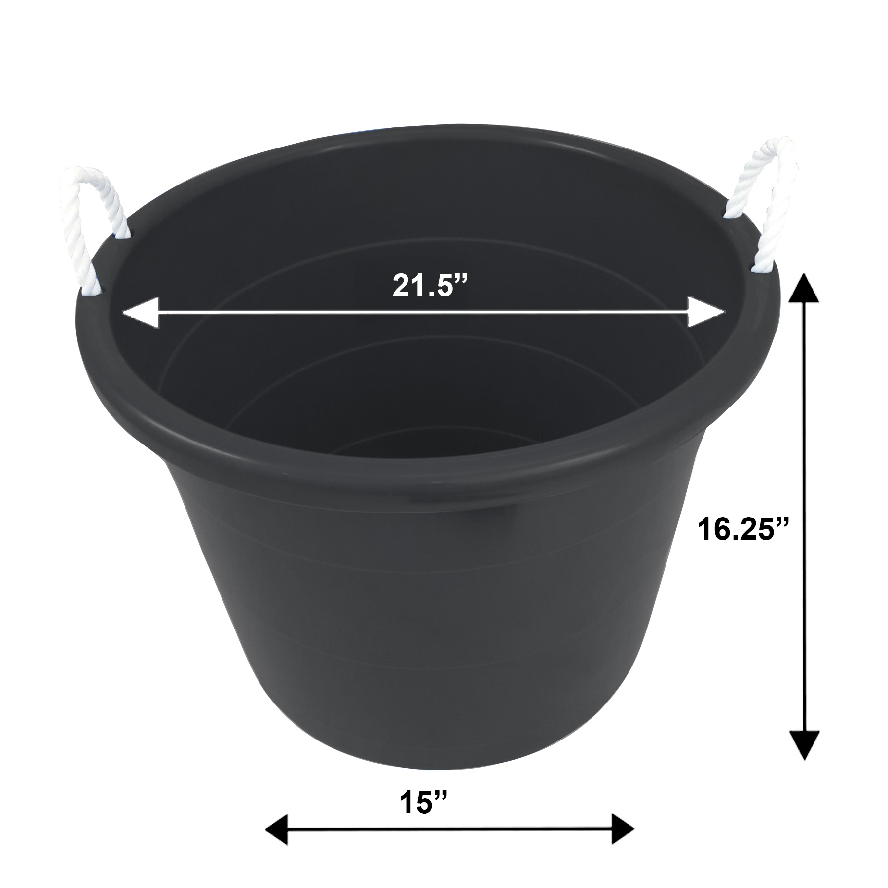 Mainstays 17-Gallon Plastic Utility Tub with Rope Handles, Black, Set of 2 - image 2 of 4