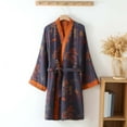 thumbnail image 4 of Men's Shawl Collar Robe Large Size Yarn Jacquard With Waist Home Wear Bathrobe Couple Kimono Bathrobe Grey XL, 4 of 4