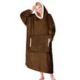 thumbnail image 1 of yescool Manta portátil con capucha, regalos de cumpleaños para adultos/mujeres/mamá, franela acogedora manta polar Sherpa, sudadera con capucha, bolsillo y mangas, talla grande, talla única (marrón), 1 of 1