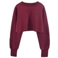 thumbnail image 4 of Timegard Crop Tops pour Femmes Col Rond Manches Longues Couleur Unie Tee-Shirts Épais Automne Tops Décontractés Amples, 4 of 5