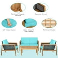 thumbnail image 5 of Costway 8PCS Patio Rattan Furniture Set Acacia Wood Cushioned Sofa Turquoise, 5 of 9