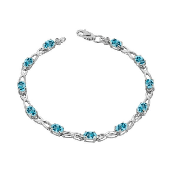 BLUE TOPAZ INFINITY BRACELET IN WHITE GOLD : 14K 6.5"